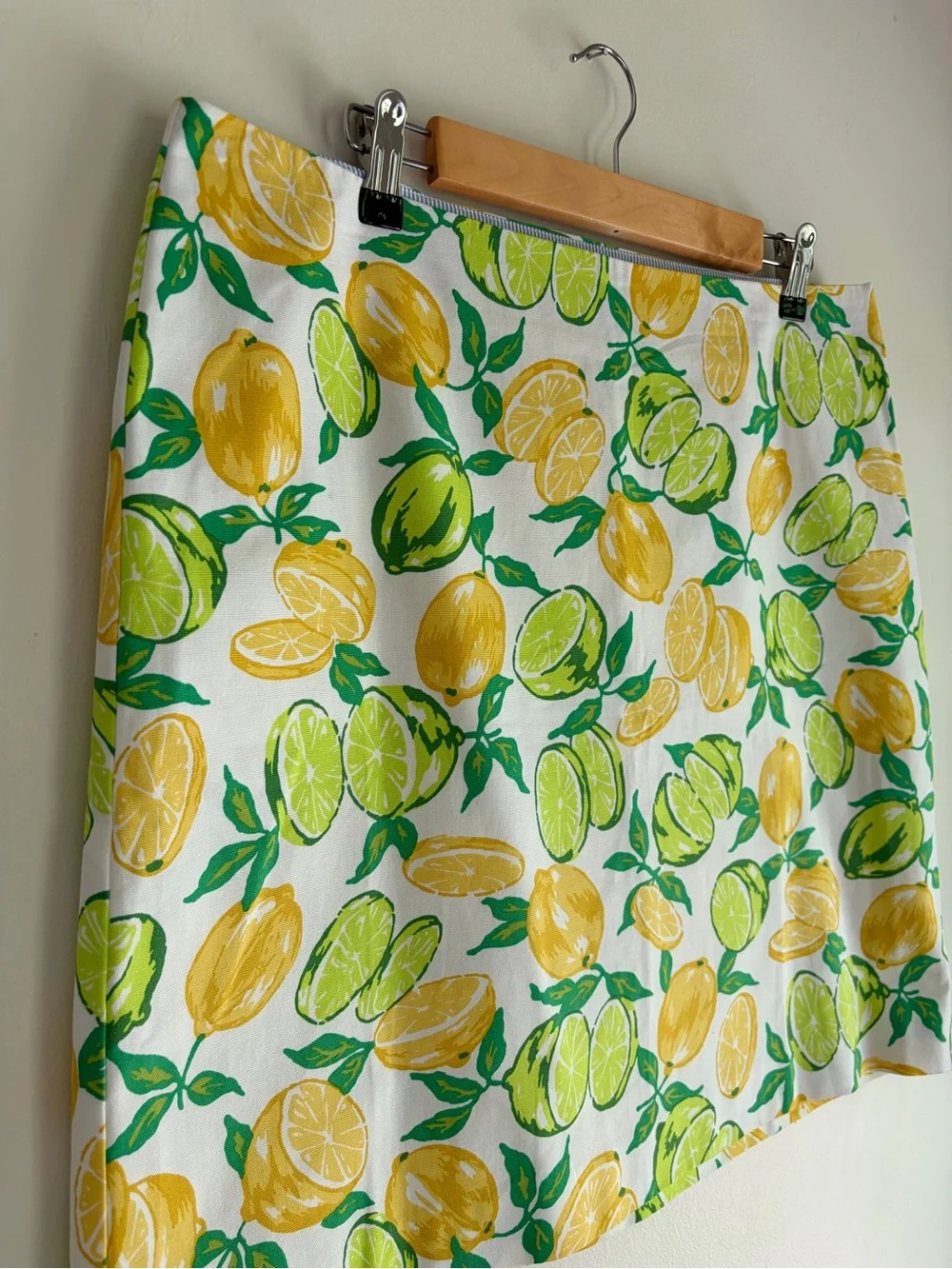 Talbots Citrus Print Cotton Blend Side Zip Mini Skirt Size 14